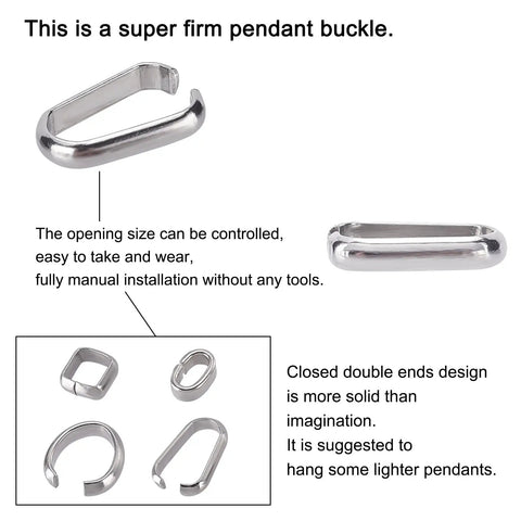 Stainless Steel Pinch Bail Clasps Set, 200 Pcs In 4 Styles, square and oval bead connectors with manual installation features.