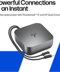 Universal Thunderbolt 4 Docking Station, 13-In-1 Usb C Hub With 280W Output, Dual Monitor Ready, sleek gray design and cables shown.