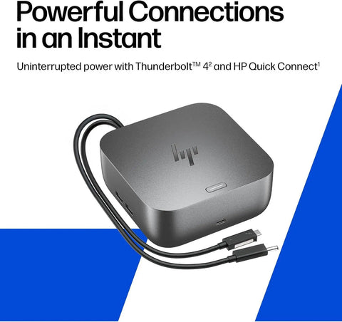 Universal Thunderbolt 4 Docking Station, 13-In-1 Usb C Hub With 280W Output, Dual Monitor Ready, sleek gray design and cables shown.