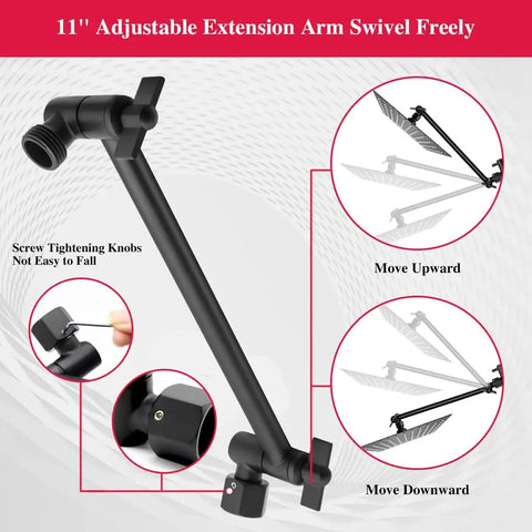 High Pressure Shower System With 10 Inch Rain Shower Head And Handy Handheld Sprayer Dual Function Trim Kit 11 Inch Adjustable Extension Arm detailed view