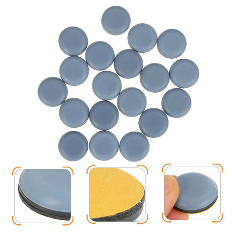Huge Win Ultra Grip Furniture Sliders For Every Table Or Chair PTFE Floor Guard Pads To Save Hardwood While Pushing Heavy Appliances No Sweat Sticky Back Twenty Piece Set Ready To Go - Set of 20 blue self-adhesive sliders with a smooth top.