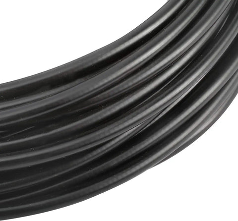 5mm 50ft Lined Bicycle Brake Cable Housing With 30 End Caps Black, coiled view showcasing durable rubber outer layer for smooth operation.
