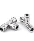 1/2 Inch 304 Stainless Steel Tee Push In Fittings Three Way Tube Connector For Air And Water Systems Heavy Duty Push To Connect