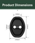 Top Shelf Soft Silicone Door Latch Covers 4 Pack Fits Cars Trucks Suv shown with product dimensions in inches.