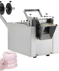 Professional Heavy Duty Electric Conduit And Automatic Heat Shrink Tube Cutter With A Beefy 300 Watt Motor Serving Up 6000 Crisp Cuts Per Hour And A Built In Cooling Fan For Bald Knuckle Free Workdays with white body and cutting blades.