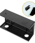No Sweat Under Desk Laptop Bracket With Adjustable Angle Holder For Keyboard And Router Storage Black Plastic Build, side view.