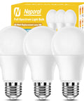 Natural Sunlight LED Bulbs 6000K Full Spectrum A19 9W 60W Equivalent E26 E27 Pack Of 3 with packaging visible
