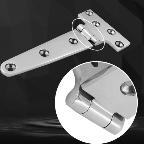 316 Stainless Steel T Hinges Marine Grade Heavy Duty Boat Hatch Hinge 6 Inch By 3 Inch 2 Pack close-up, polished finish