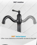 Single Handle Vessel Sink Faucet 360 Degree Swivel One Hole Farmhouse Lavatory Vanity Mixer Tap With Pop Up Drain Oil Rubbed Bronze Built Tough
