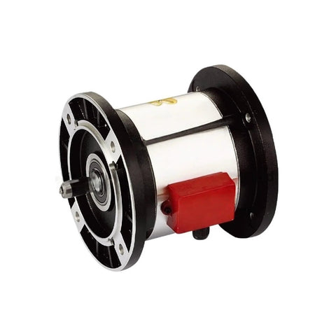 Front view of DC24V electromagnetic clutch brake assembly with double flange and red control unit for can filling machine