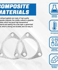 Two HEVLE 3.5-inch graphite exhaust flange gaskets for 2-bolt car exhaust systems.