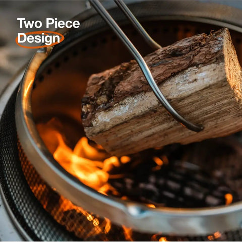 Bonfire Shield Spark Protector Mesh Screen for Fire Pits Durable Stainless Steel Guard in use with burning log