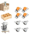 8 Pack Silent Mini Caster Wheels 0.5 Inch for Carts and Trolleys displayed with furniture and kitchen appliance