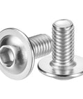 Close-up of 25 Pcs M6 1x12mm 304 Stainless Steel Flanged Button Head Socket Cap Screws Kit With Allen Drive For Automotive Repairs