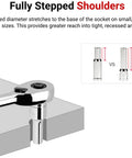 3/8 Inch Drive 24 Mm Semi-Deep 6-Point Socket with heavy-duty chrome finish in use with wrench, showing reach into tight areas.