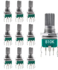 10 Pack B10K Precision Vertical Single-Gang Potentiometer With 15mm Shaft, 3-Pin 10K Ohm Variable Resistor