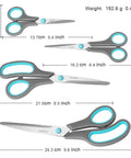 Four Piece Scissors Set With Premium Stainless Steel Blades And Ergonomic Semi Soft Rubber Grip For School, Office, And Home Use