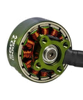 Close-up of 1300KV Brushless FPV Drone Motor with green aluminum housing and copper coils, ideal for 3-6S LiPo 7 inch quad DIY.