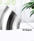 45 degree view of Four Pack 2.5 Inch 45 Degree Exhaust Elbow Pipe Slick 304 Stainless Steel Heavy Duty Mandrel Bend Tailpiece.