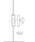 Diagram of Solid Brass Window Cremone Bolt With Classic Style, Heavy Duty 6 Feet, Polished Lacquered Finish, Cut-To-Fit Rod.