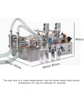 Top Shelf Double Head Pneumatic Piston Bottle Filler Built Tough Stainless Steel Liquid Dispenser dimensions with fill bottles.