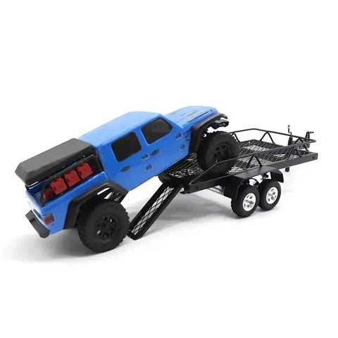 Heavy Duty 1 24 Scale Metal Trailer Cargo Carrier Diy Rc Car Upgrade Parts Badass Rugged Off Road Hauling Accessory with truck.