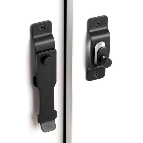 Matte Black Flip Latch Gate Latch Lock For Barn Fence And Sliding Doors, heavy-duty stainless steel, front view on white surface
