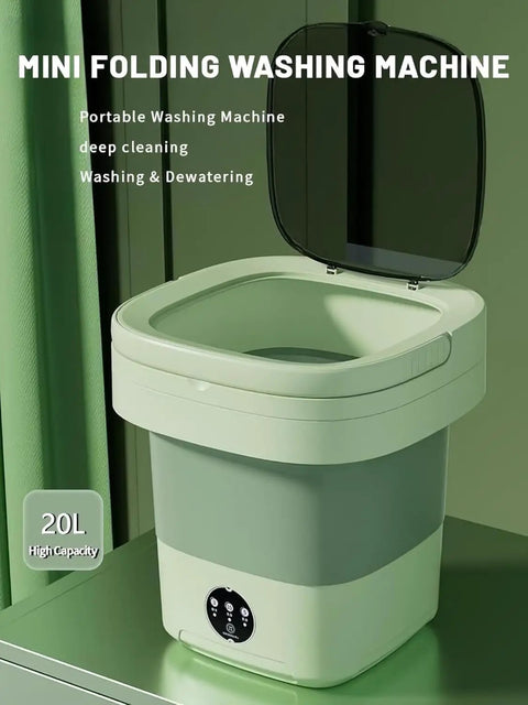 No Drama Portable Washing Machine 20L Capacity Lightweight Mini Washer for dorms, showing its compact design and control panel.