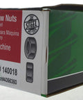 One Hundred Pack Of 8 32 Coarse Thread Hex Machine Screw Nuts Zinc Plated Grade 2 Steel Fasteners in box.