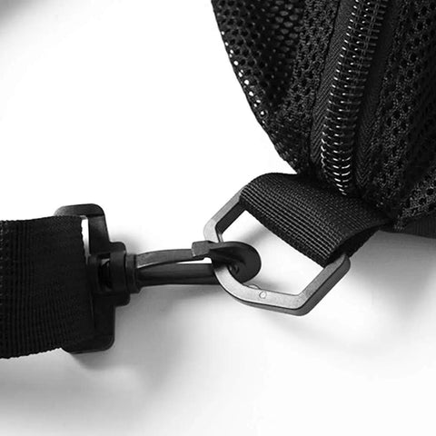 Close-up of detachable shoulder strap on Massive 32 Inch Mesh Scuba Gear Duffel With Detachable Shoulder Strap Heavy Duty Waterproof Dive Bag
