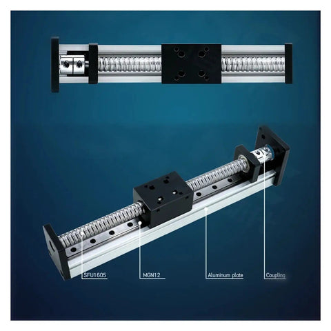 Heavy Duty Mini Linear Actuator Stage Featuring MGN12 Guideway And Nema 17 Motor Mount For CNC Router And 3D Printer Z Axis, aluminum and steel components.