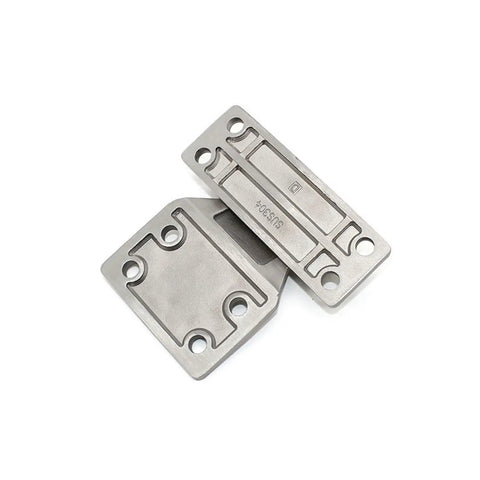 Heavy Duty 304 Stainless Steel Large Strap Hinges 2 Pack showing two metal pivot braces with mounting holes for industrial use.