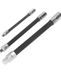 Top Notch Flexible Extension Bar With Magnetic Hold For Tight Spots Durable Spring Steel Auto Repair Kit In 1/4 3/8 And 1/2 Inch Sizes, three bars