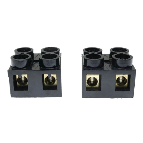 Two Pack 500V 60A Screw Terminal Block, 2 Position Dual Row Barrier Strip, Double Row Electrical Terminal Block, Insulated Black