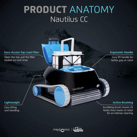 Nautilus CC Automatic Robotic Pool Cleaner with Wall Climbing Scrubber and Top Load Filter Access