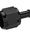AN10 Female To Three Eighths Inch Barb Hose Fitting Adapter Straight Swivel 6061 T6 Billet Aluminum Black With Anodized Finish Rugged Beefy Durable Heavy Duty Anti Corrosion For Automotive Fuel Oil And Water Lines, side view