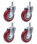 Heavy Duty Swivel Caster Wheels With Dual Locking Brake For Furniture And Workbenches, M Threaded Stem, pack of 4