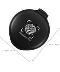 Quick Dry Fingerprint Ink Pad Mini Stamp Pads Two Pack Blue mess free reusable thumb mark slick application zero drama for craft card making or office use solid hella reliable daily go to kit, showing black fingerprint pad dimensions.