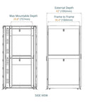 Rock Solid 52U Server Rack Cabinet Pre Assembled Network Setup Ready To Roll With Free Swivel Casters And No Sweat Assembly Heavy Duty gear dimensions side view