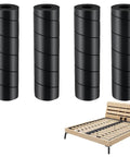 Solid Heavy Duty Rubber Bed Frame Leg Covers, Four Piece Floor Protector Set shown against a wooden bed frame.