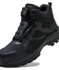 Side view of Titan Black Steel Toe Work Boots With Kevlar Puncture Proof Midsole And Cushioned Insoles For All Day Comfort, Safety, And Style, Women 11.5, Men 10, EU 44