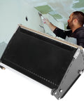 Pro Grade Drywall Flat Finishing Box For Wallboard Mud And Putty Powder 10 Inch Aluminum Scraper Tool in use on drywall