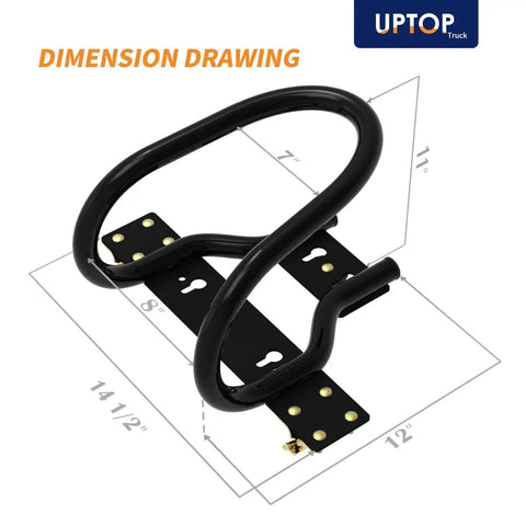 Heavy-Duty Steel Wheel Chock For E-Track And X-Track Systems, Fits Up To 7-Inch Wide Motorcycle Tires, dimension drawing