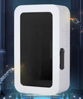 Rock Solid Wall Mounted Charger Cover With Tamper Proof Lock And Integrated Cable Holder For Indoor Outdoor Installations Rugged Steel Box front view with tempered glass panel.