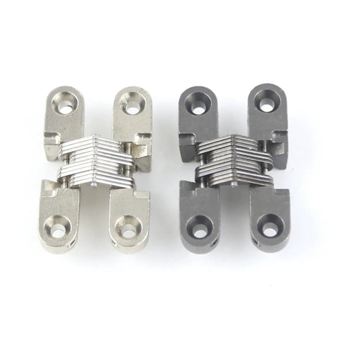 Zinc Alloy Hidden Cross Cabinet Hinge With 43mm Size And Soft Close Damper For 15 16 18 Board Cabinets shown in detail