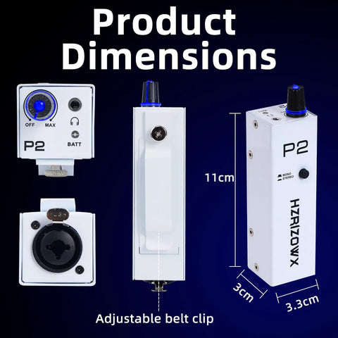 Portable In Ear Monitor Amplifier For Performers XLR And TRS Locking Inputs 3.5mm Headphone Output with dimensions 11x3x3.3cm