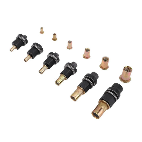 Ultimate Multi-Size Rivet Tool Set For Sheet Metal And Pipe Jobs With Threaded Nut Adapters In M3 M4 M5 M6 M8 And M10 Fits Manual Or Electric Drill Kits You Gonna Love, brass adapters