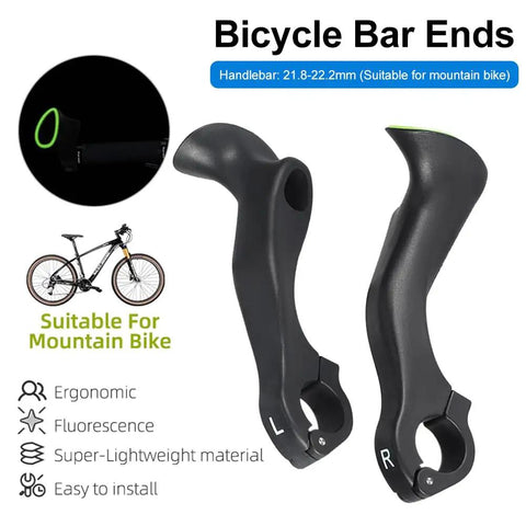 Long Ergonomic Bike Handlebar Ends No Slip Grips Bar Extender For 21.8mm To 22.8mm Handlebars Pair Dope Lightweight Carbon Fiber Composite Bar Ends For MTB Road And Mountain Bikes