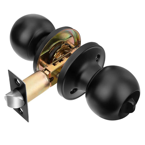 Privacy Door Knobs Matte Black 12 Pack With Keyless Interior Passage Locks Round Style Entry Hardware For Bedroom And Bathroom