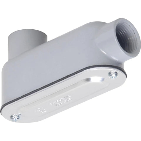 Threaded LB Conduit Body 1/2 Inch Die Cast Aluminum With Stamped Steel Cover Gray Powder Coat Finish And NBR Gasket